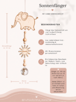 Sonnenfänger aus Holz mit Glaskristall und Anhänger - Motiv Elefant – Bild 3